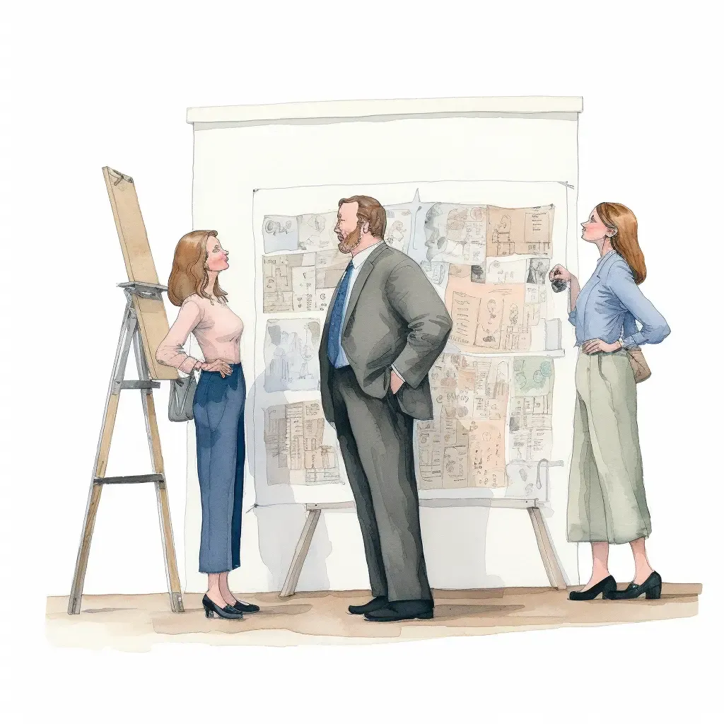 A diverse team collaborating at a creative workshop